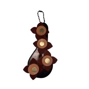 Repurposed Designer Leather Keychain  Handmade Floral Bag Charm